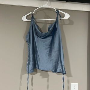 Satin Blue Tank Top with Ties